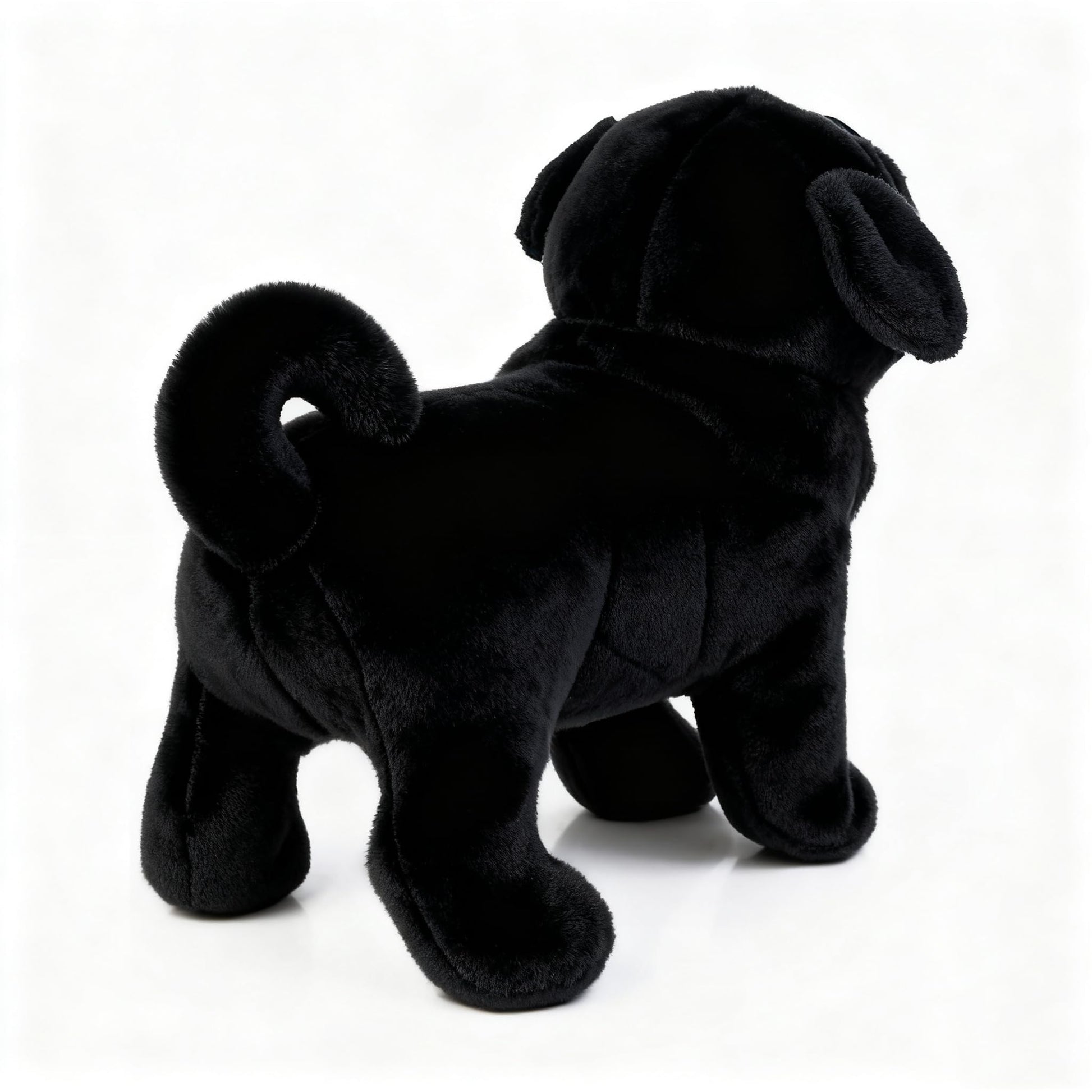 TUKVESZE Black Pug Dog Stuffed Animal, 12 inch Pug Dog Plush Toy Lifelike Dog Stuffed Animals for Girls and Boys Birthday Day, New Year (Black)