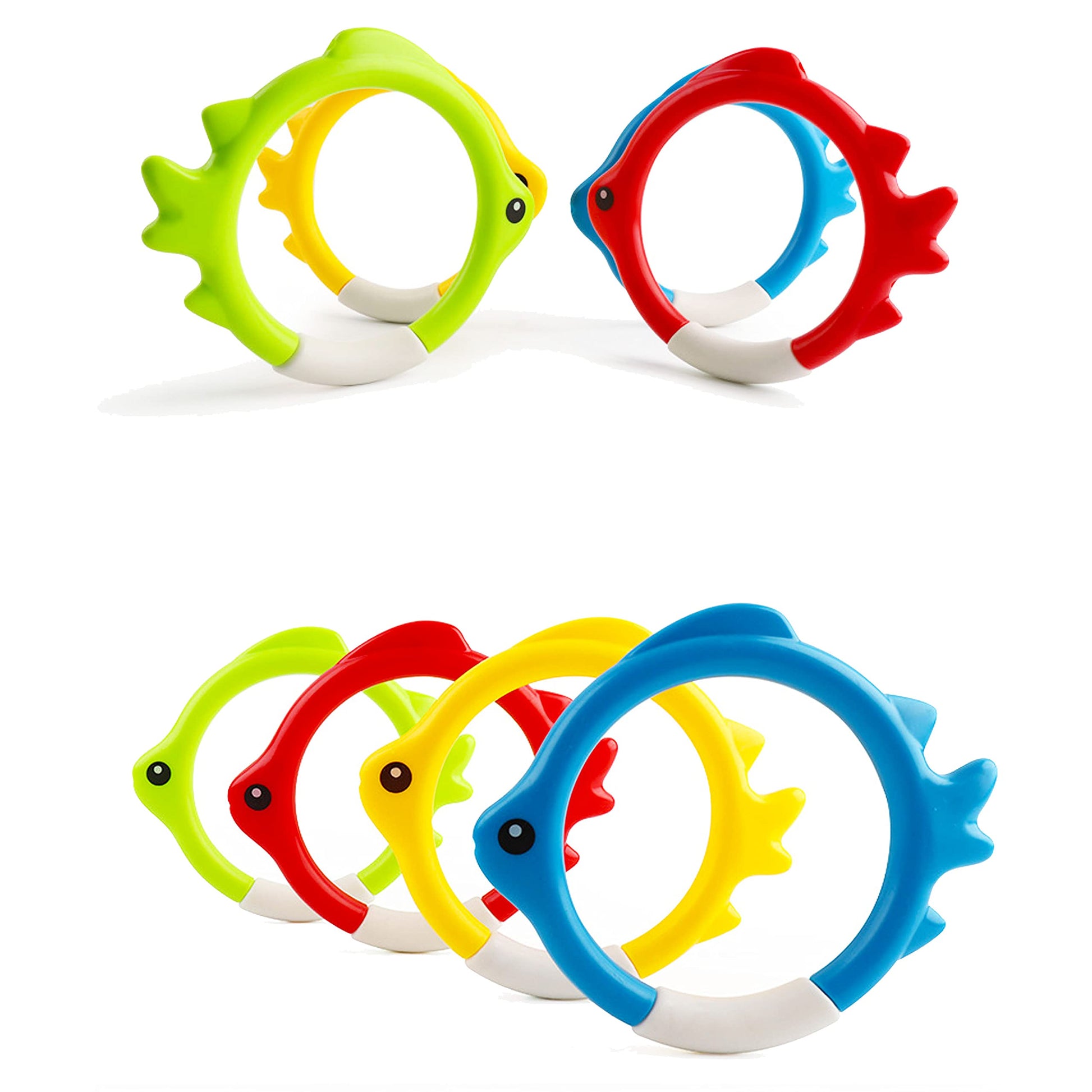 Carykon 8 Pieces of 4 Colors Diving Fish Ring Swimming Pool Toy Diving Retrieve Diving Training Practice Sea Fish Ring Throwing Game