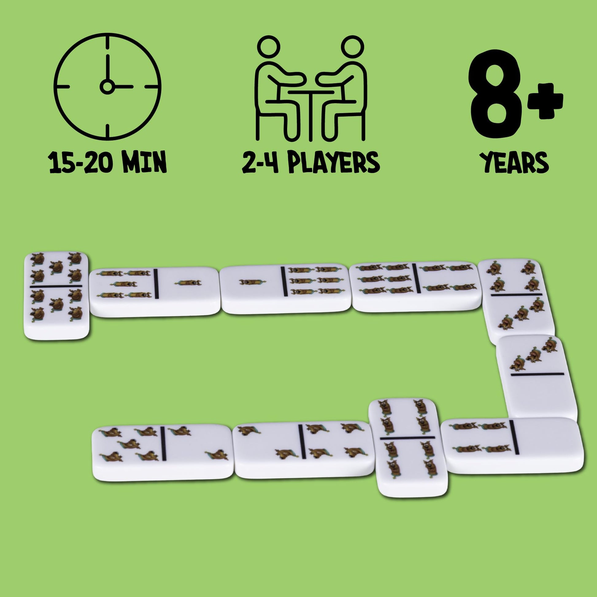 AQUARIUS Scooby-Doo Family Double 6 Dominoes Game - 28 Cartoon Tiles Featuring Scooby Doo - Easy Matching Game for Kids & Adults - Official Scooby-Doo