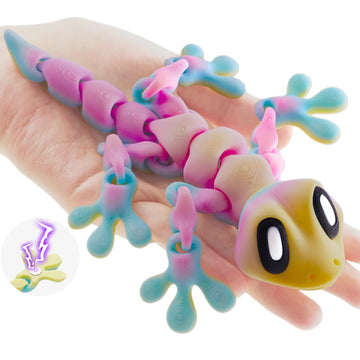 Maxdecoer 3D Printed Articulated Lizard Toy with Magnetic Feet, Flexible Gecko Desk Pet, Posable Reptile Figure for Metal Surfaces, Home Office Decor