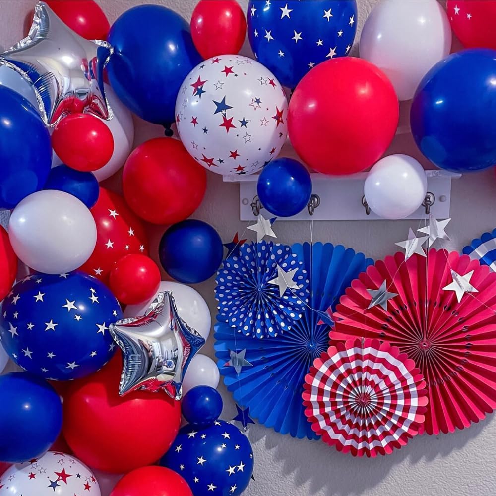 Beaumode 4th july Balloon Arch Garland Kit 139pcs Red White Blue Balloons for Independence Day Memorial Day Patriotic Veterans American Flag Day USA