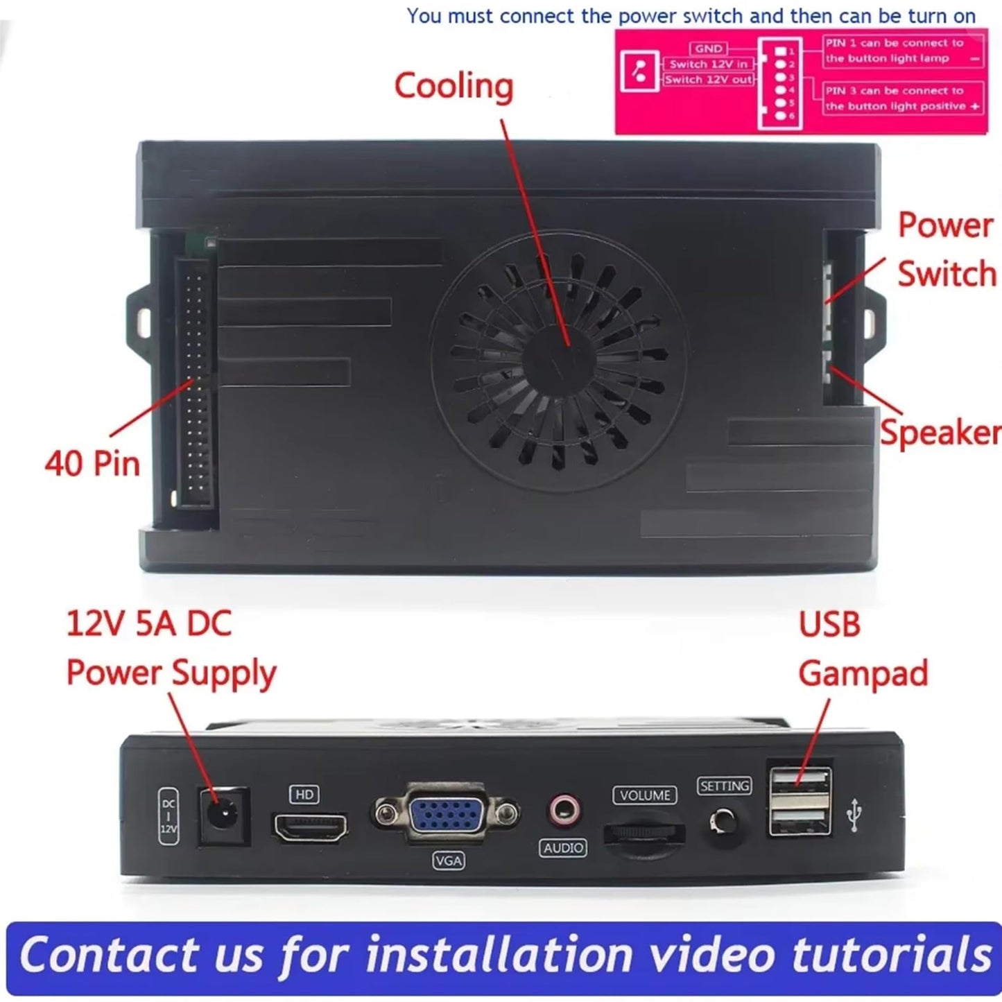 9800 in 1 DX Special Plus DIY Kit 8 Way Joystick Happ Style Push Button Arcade Game Console Cabinet Bartop (Multicolor)