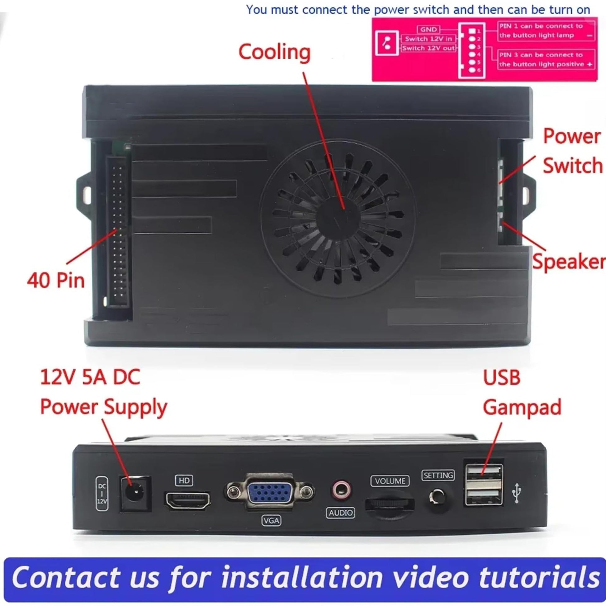 9800 in 1 DX Special Plus DIY Kit 8 Way Joystick Happ Style Push Button Arcade Game Console Cabinet Bartop (Multicolor)