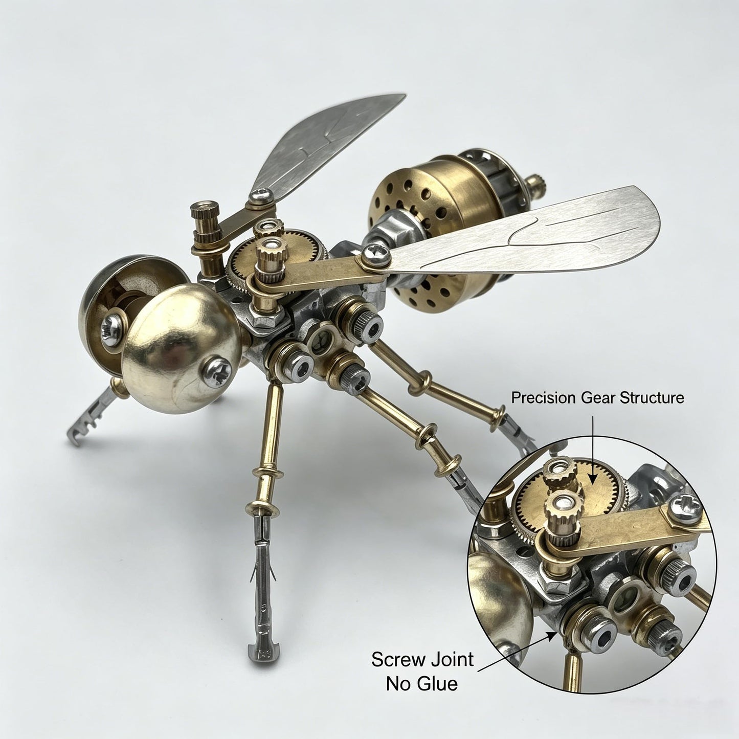 3D Metal Puzzle Mechanical Model Kit Steampunk Bee Insect 140+ Parts No Glue Build Premium Desktop Decor Christmas & Birthday Gift for Adults