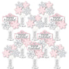 Big Dot of Happiness Pink Winter Wonderland - Holiday Snowflake Birthday Party and Baby Shower Centerpiece Sticks - Showstopper Table Toppers - 35