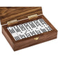 Alex Cramer The Nines Double 9 Domino Set. American-Made Solid Walnut Case Holds Our 55-Piece Set of Dominoes (Double Nine Domino Set for Adults)
