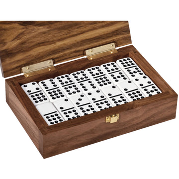Alex Cramer The Nines Double 9 Domino Set. American-Made Solid Walnut Case Holds Our 55-Piece Set of Dominoes (Double Nine Domino Set for Adults)