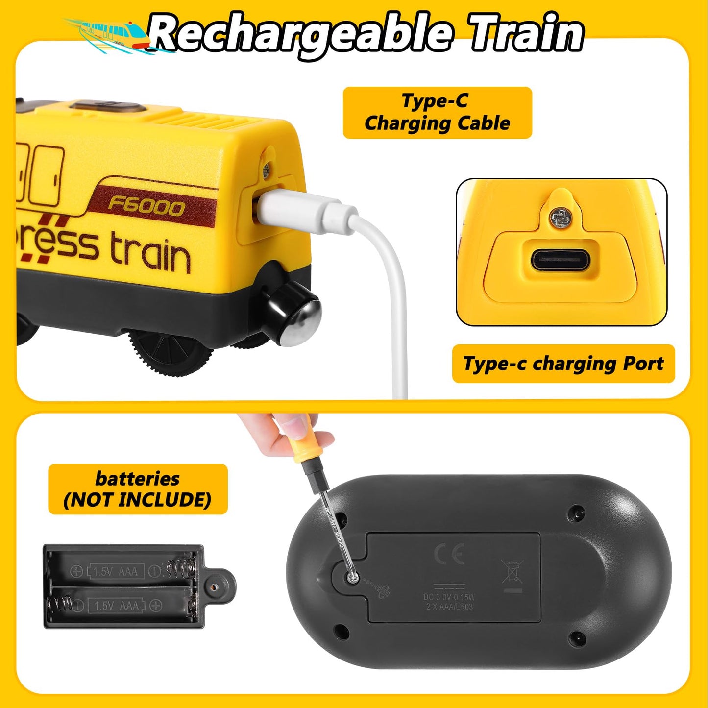 Kkogleam Toy Train Set Remote Control Locomotive Trains, Motorized Train with Voice & Lights Effect, 4 Sound Effects, Magnetic Trains Compatible