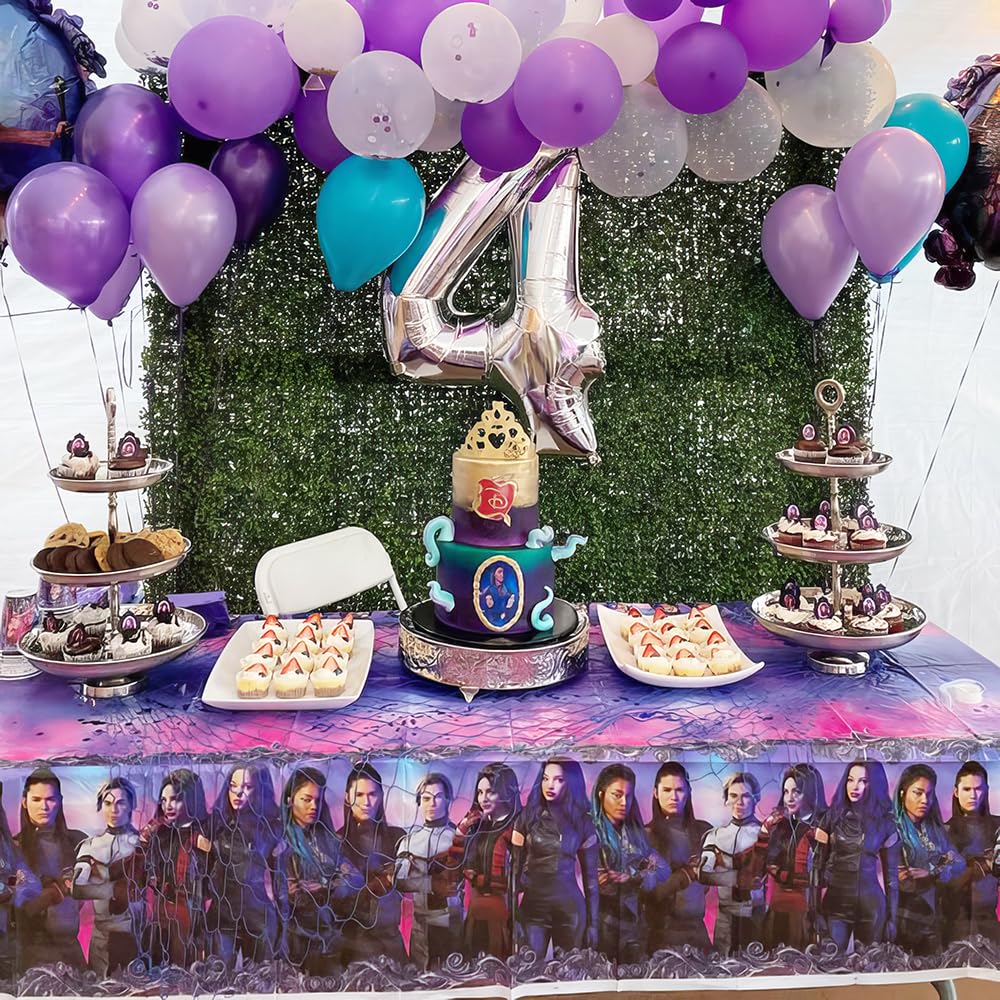 Disney Descendants 3 Rectangular Plastic Table Cover - 54" x 84" (1 Pc) - Multicolor & Easy-to-Clean Tablecover, Perfect for Themed Celebrations
