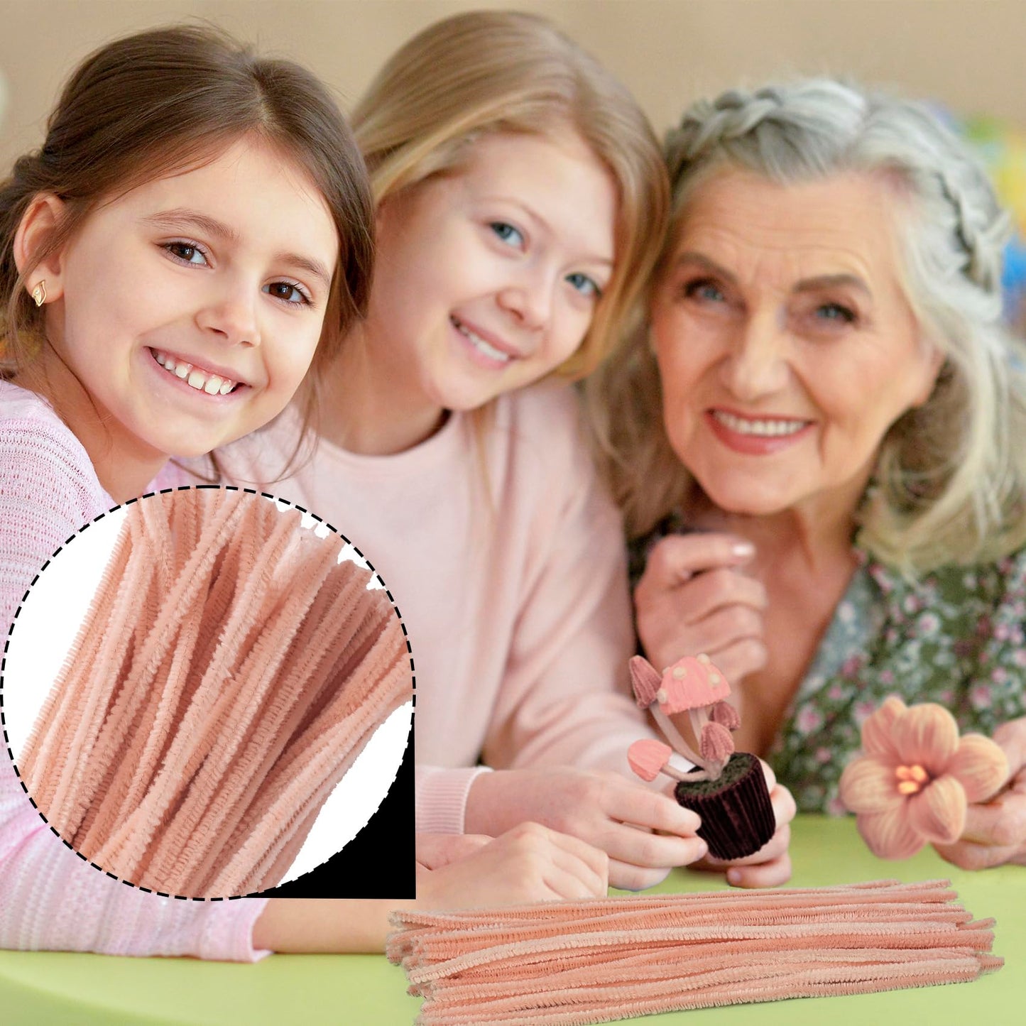 STSTR 100PCS Light Brown Pipe Cleaners, Christmas Tan Pipe Cleaners for Crafts, Solid Color Craft Supplies, Fuzzy Sticks Set for DIY Arts Crafts