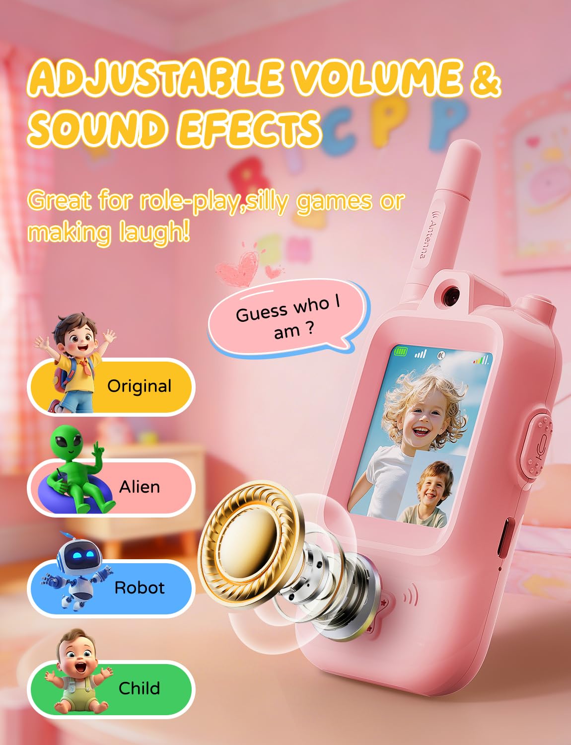 Video Walkie Talkies for Kids, Handheld 2 Pack Rechargeable Video Intercom Kids Walkies Talkies, Indoor Outdoor Toys for Family Games, Outside