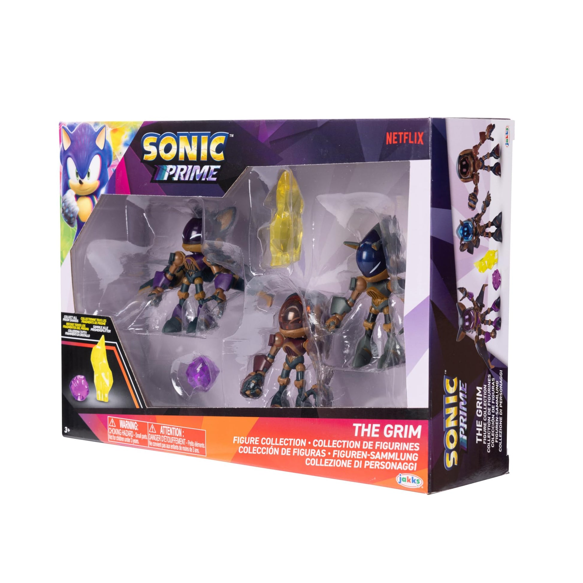 Sonic Prime 2.5-inch Action Figures The Grim Themed 5 Pieces: Sonic Trooper, Knuckles Trooper, Rouge Trooper, Yellow Shard and Purple Shard. Ages 3+