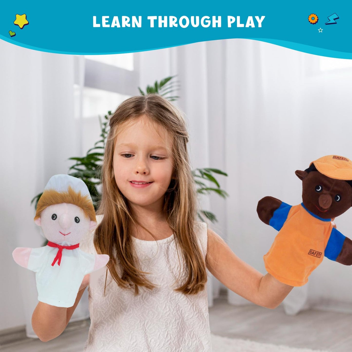 Get Ready Kids Community Helper Hand Puppet Set - 10 Soft Career Puppets