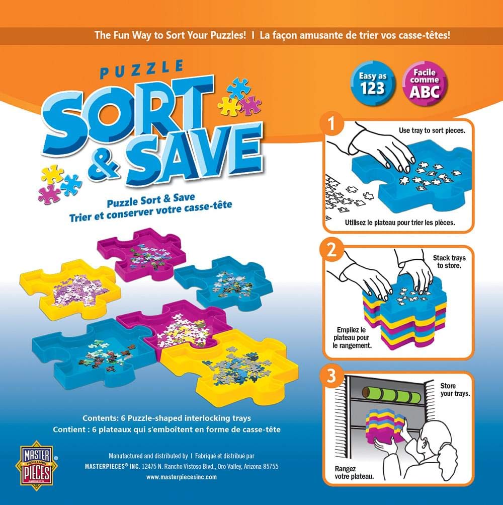 MasterPieces Accessories, Jigsaw Puzzle Sort & Save, 7.85" x 7.85", 6 Stackable Trays