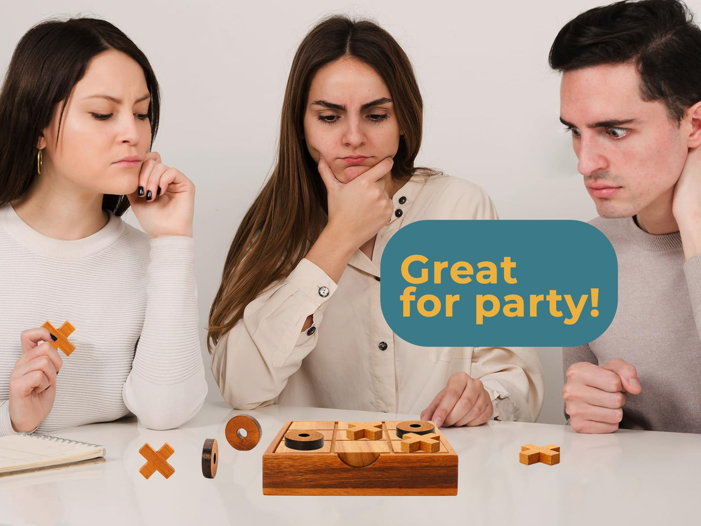 BSIRI Wooden Tic Tac Toe Game Coffee Tabletop XO Blocks Ideal for Family Living Room Games Night for Adults for Desk Decor and Unique Wood Gifts