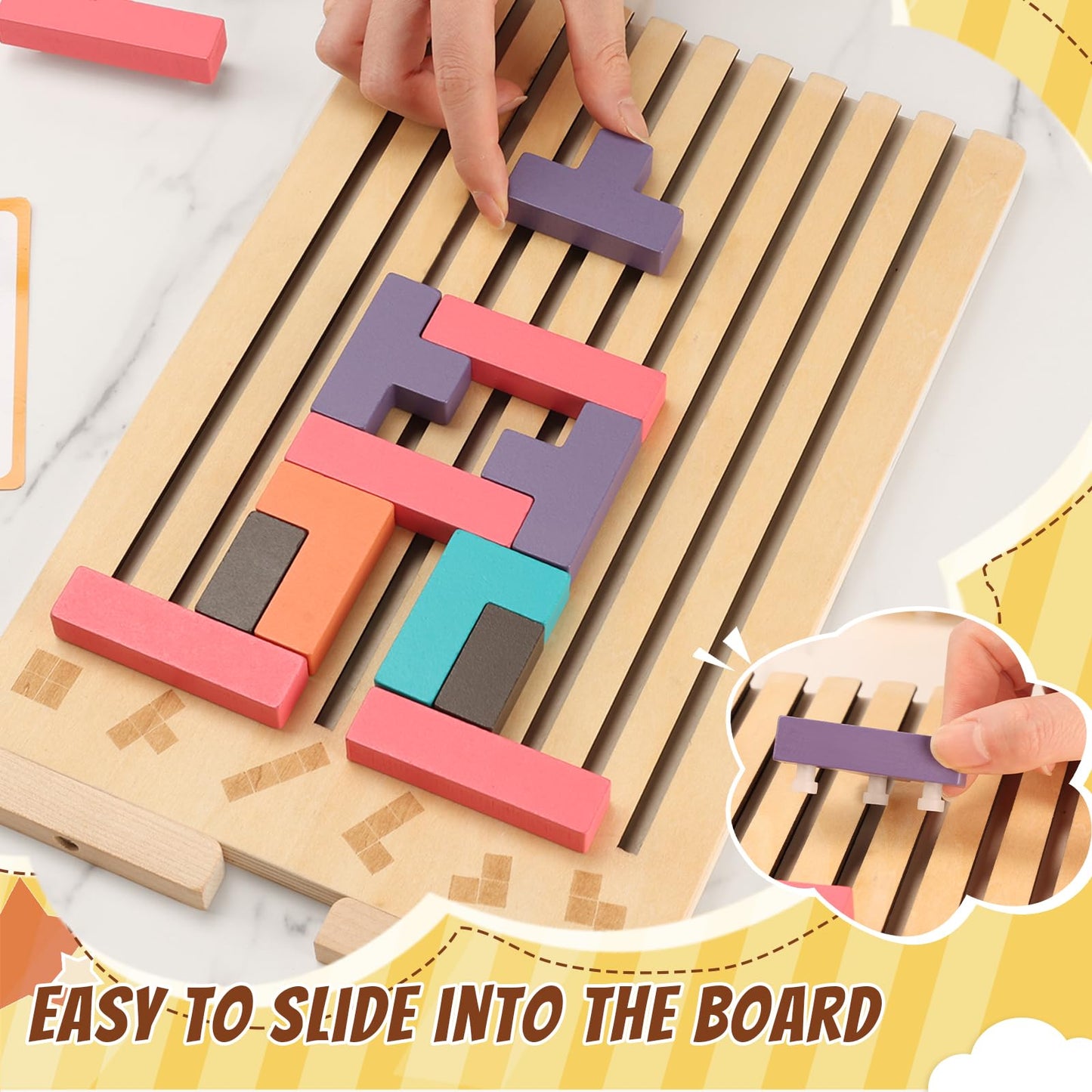 Coziyee Wooden Stacking Puzzle Toy, 3D Colorful Wood Russian Blocks Puzzle Games Brain Teasers Montessori Toys for Toddler Kids 3 4 5 6 7 Years Old