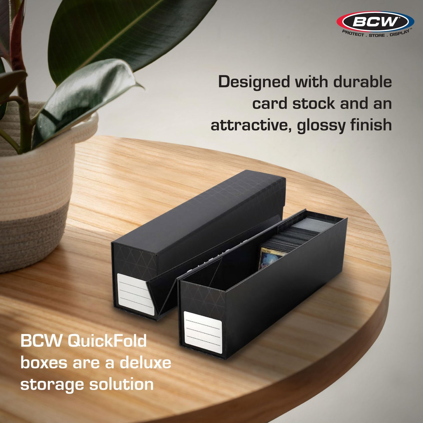 BCW QuickFold Card Storage Box for Sleeved Cards - 3 Pack - Not for Toploaders - Magnetic Closure - Holds 500-1200 Sleeved or Unsleeved Cards - MTG