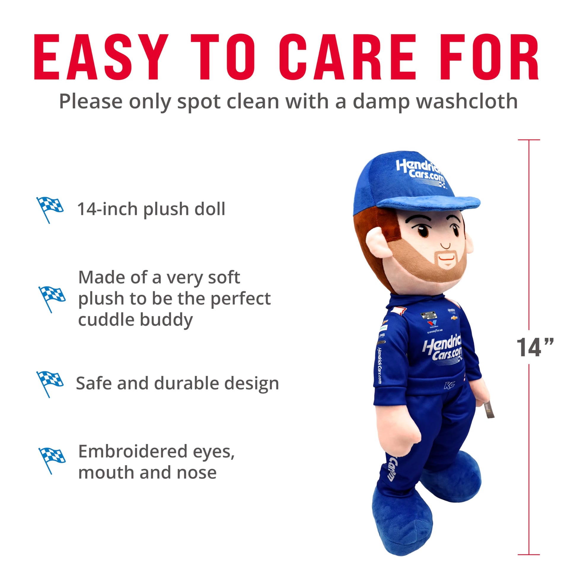 PLUSHIBLE BRIDGING MILES WITH SMILES Hendrick Motorsports Kyle Larson NASCAR Plush Toy - 14" Soft Stuffed Toy for Kids & Fans | Official 2-Time Cup
