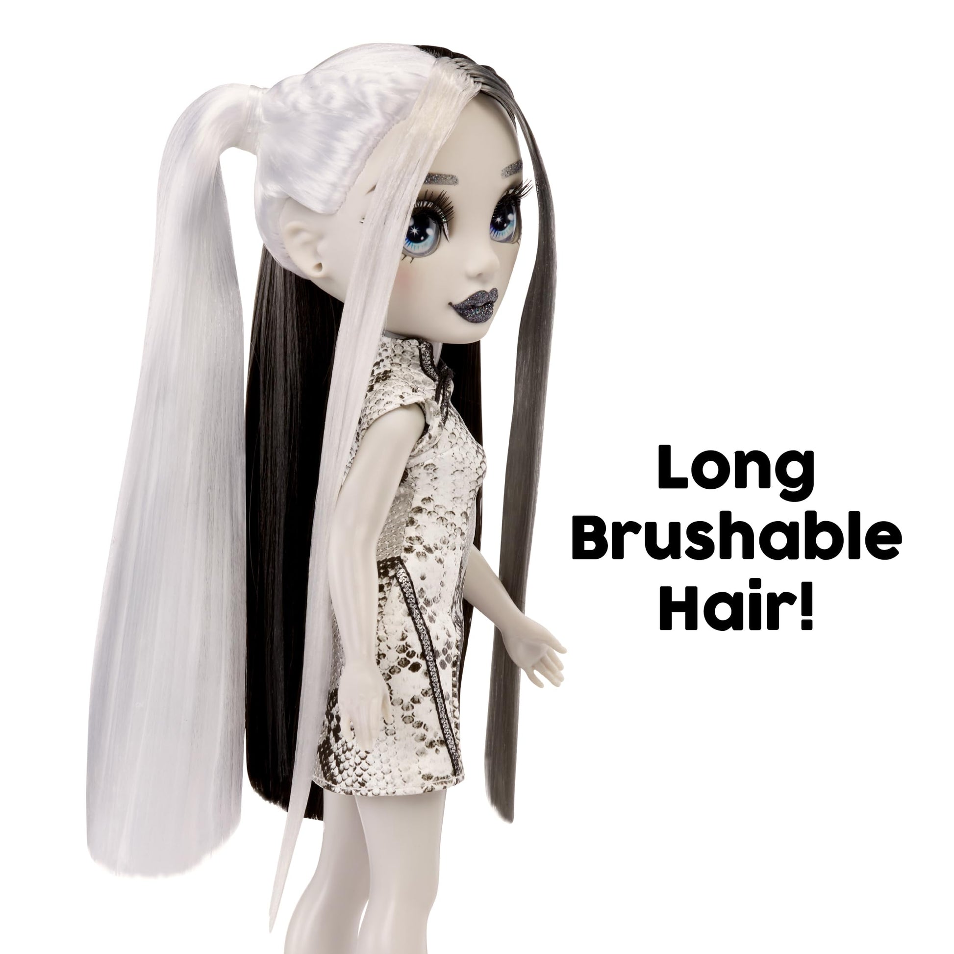 Rainbow High Shadow High Heather - Grayscale 11” Fashion Doll. Black and White Hair & Outfit & Handbag