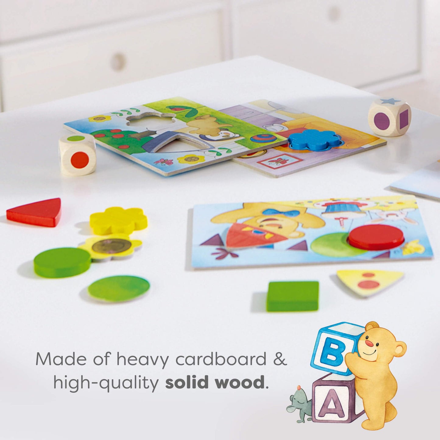 HABA My Very First Games - Teddy’s Colors & Shapes Educational Games & Toddler Activities with Wooden Pieces for Learning Colors, Shapes & Turn-Taking