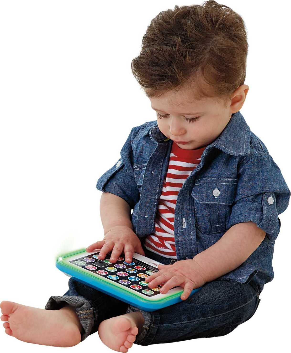 Fisher-Price Toddler Learning Toy Laugh & Learn Smart Stages Tablet with Lights & Music for Early Pretend Play, Blue, for Infants Ages 1+ Years