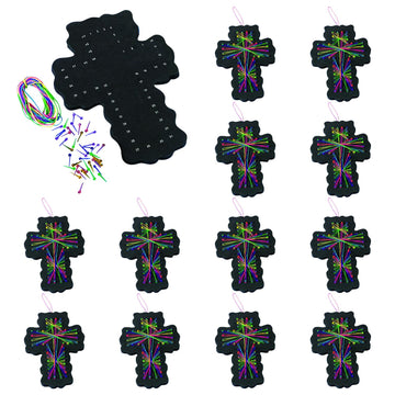 Fun Express String Art Craft Kit Faith for Girls Ages 8-12 - Makes 12 Cross Projects | Religious DIY Arts Crafts for Kids Perfect Birthday Gifts