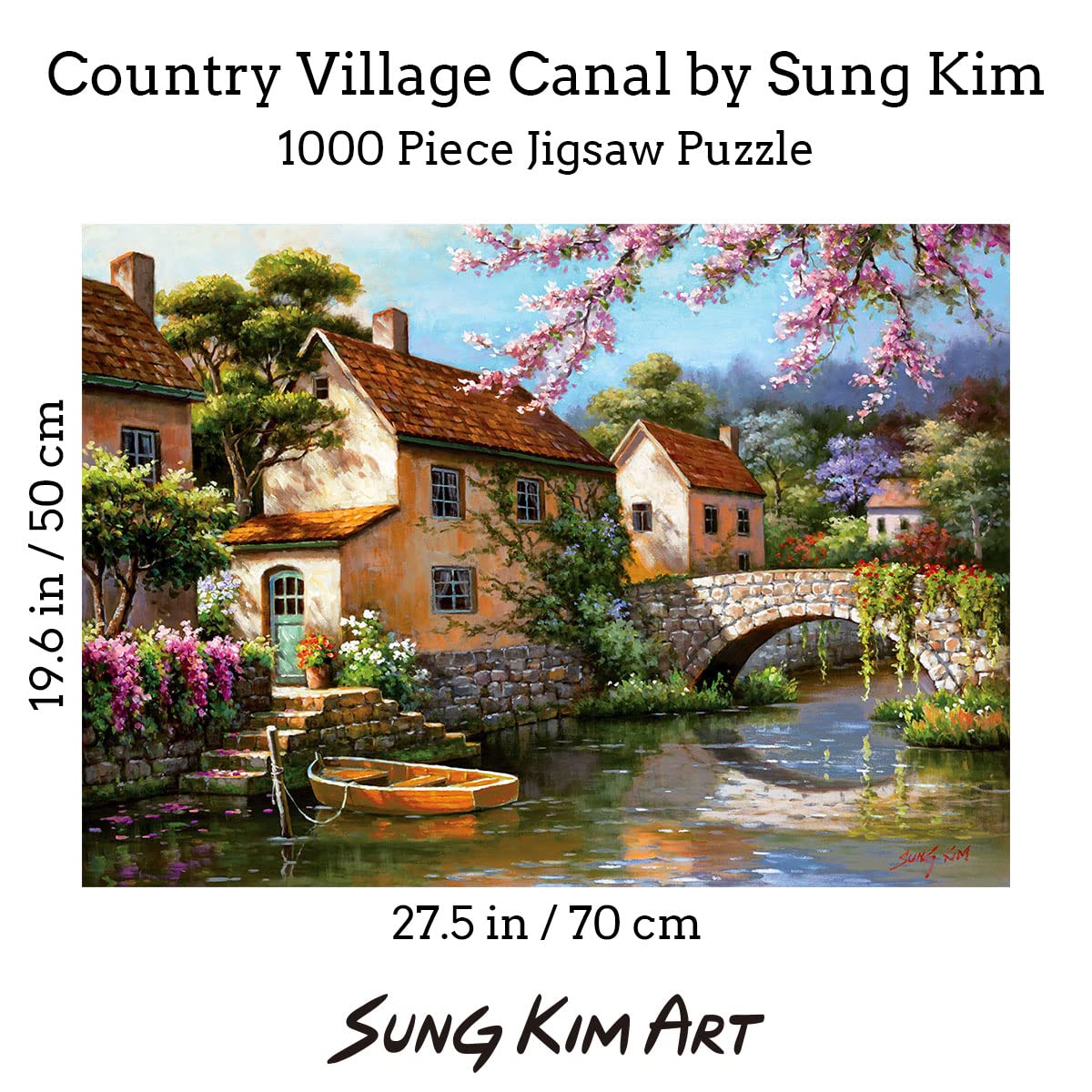 Sung Kim Art - Jigsaw Puzzle 1000 Piece for Adults (Country Village Canal)