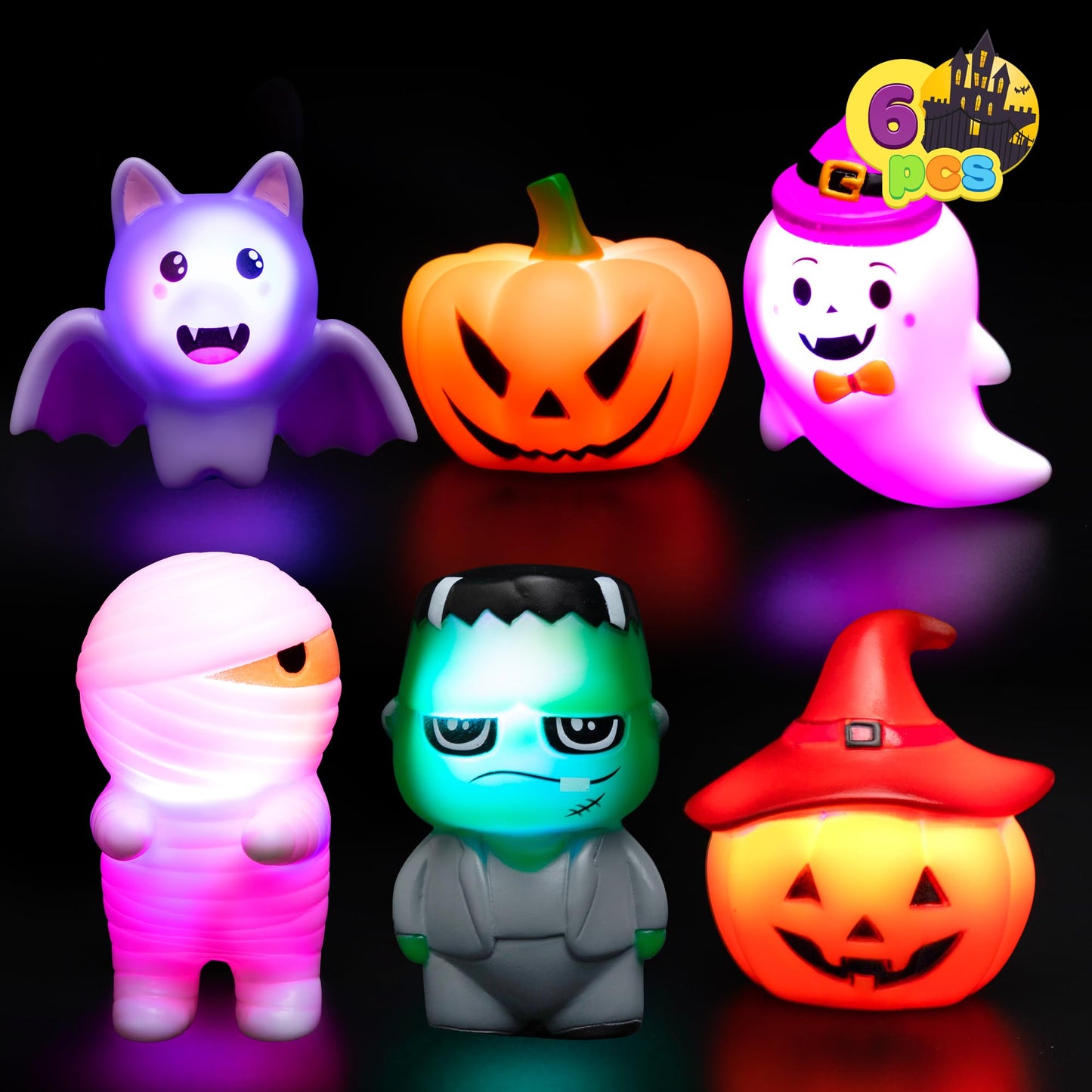 JOYIN 6 Pcs Halloween Light-Up Bath Toys ,Halloween Theme Toys Flashing LED Light Floating Bathtub Toys for Baby,Toddler Water Tub Games Swimming Pool