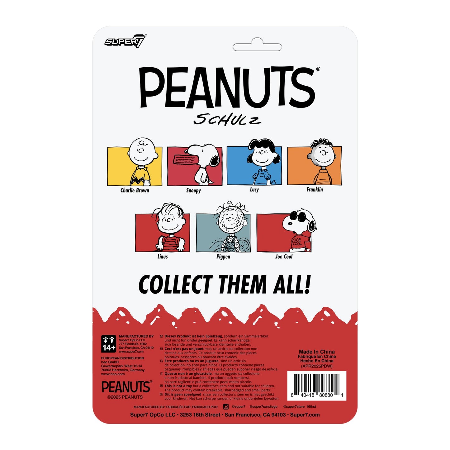 Super7 Reaction Figure Peanuts Joe Cool Snoopy - 3.75" Peanuts Action Figure - Classic Cartoon Collectibles and Retro Toys