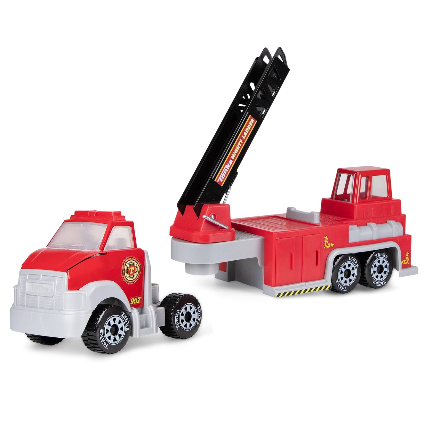 Tonka Steel Classics Hook N’ Ladder Fire Truck - Made with Steel & Sturdy Plastic, Red Toy Construction Truck, Boys and Girls, Kids, Toddlers, Ages 3+