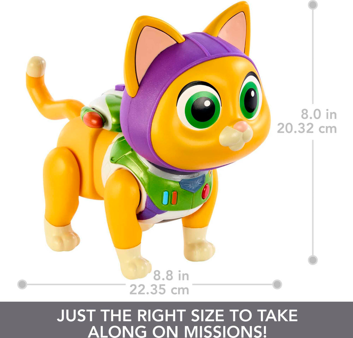 Mattel Disney and Pixar Lightyear Electronic Toy Sox, Jetpack Space Ranger Cat Robot Figure with Motion, Light & Sound, 6.7 in