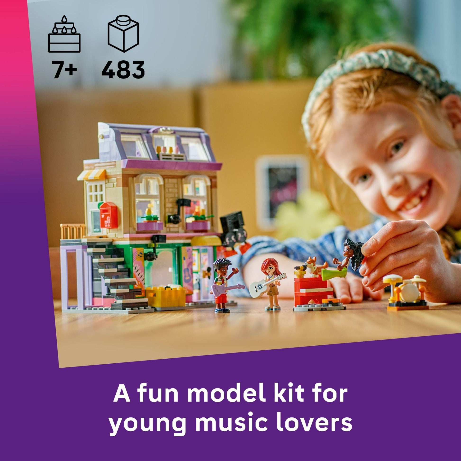 LEGO Friends Music Store & Apartment Building Set - Interactive Storytelling Playset for Girls & Boys, Ages 7+ - Includes Marimba the Corgi Toy - Gift