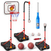Kids Basketball Hoop Set with T Ball Stand, 4 in 1 Adjustable Kids Sports Toy Indoor Outdoor, Basketball Goal for Kids 2 to 8, Easy Setup, Durable