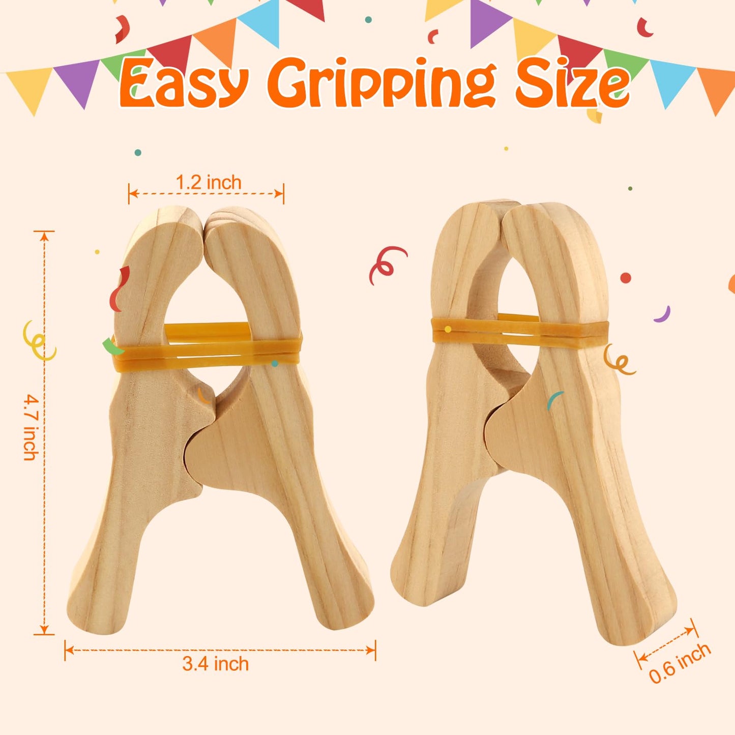 ANJUU 12 Pcs Wooden Play Clips, Montessori and Waldorf Fort Building Kit Silk Clips Giant Wooden Handmade Fort Building for Blankets Silk Construction