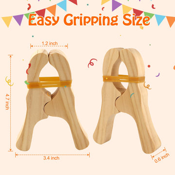 ANJUU 12 Pcs Wooden Play Clips, Montessori and Waldorf Fort Building Kit Silk Clips Giant Wooden Handmade Fort Building for Blankets Silk Construction