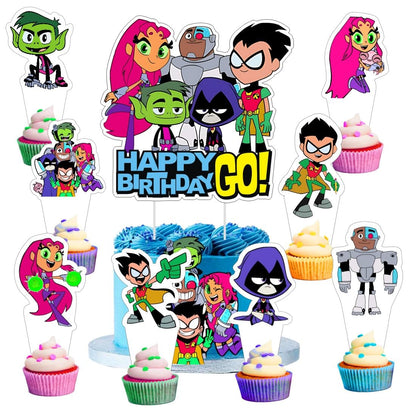 25Pcs Titans Cake Decorations with 24pcs Cupcake Toppers, 1pcs Big Cake Topper for Titans Birthday Party Supplies