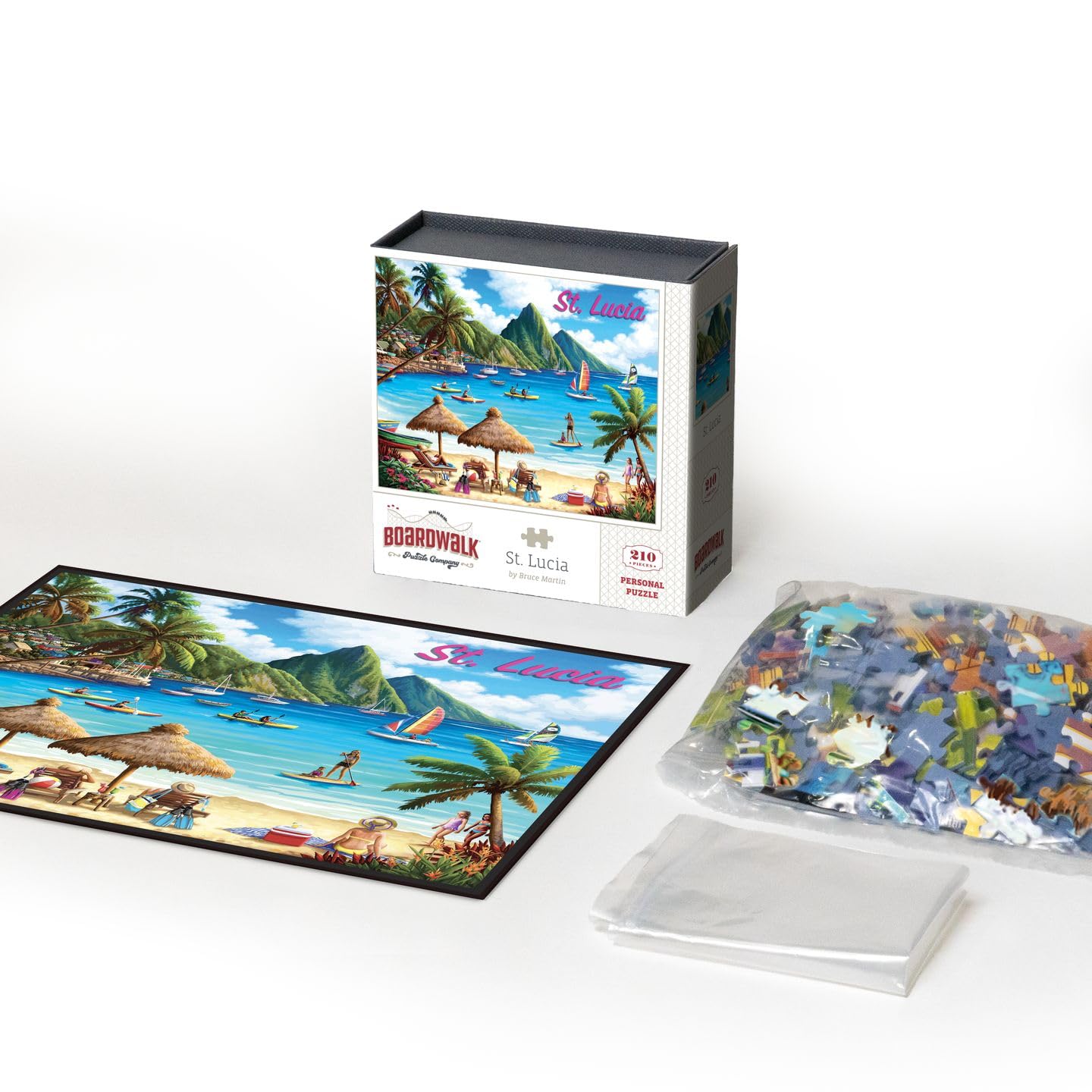 Boardwalk St. Lucia 210 Piece Personal Puzzle, Jigsaw Puzzles with Premium Box, Caribbean Gifts for Adults, 6"x8"