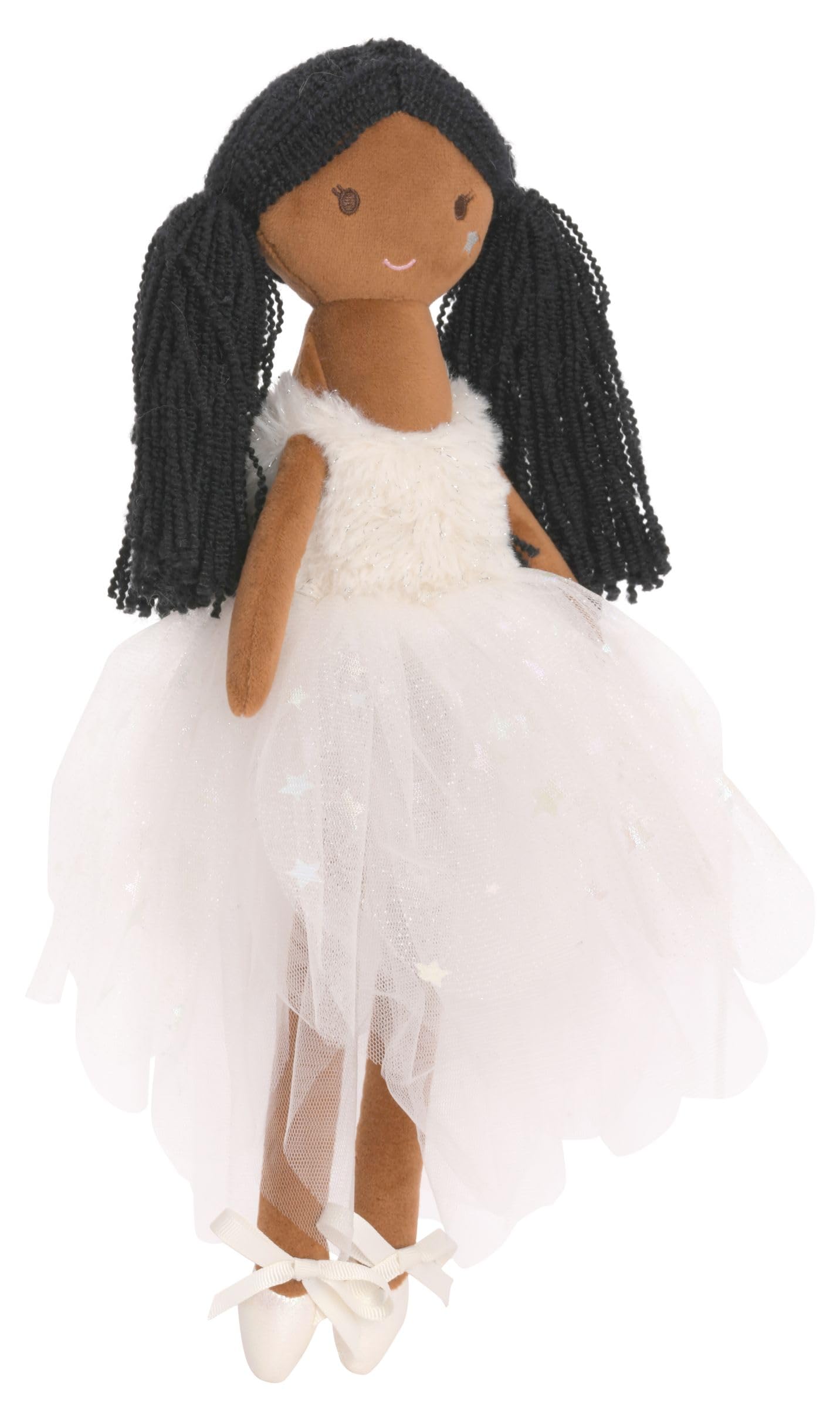 iscream Corps de Ballet Plush Allongé Ballerina with Glitter and Embroidered Accents for All Ages, Black Hair