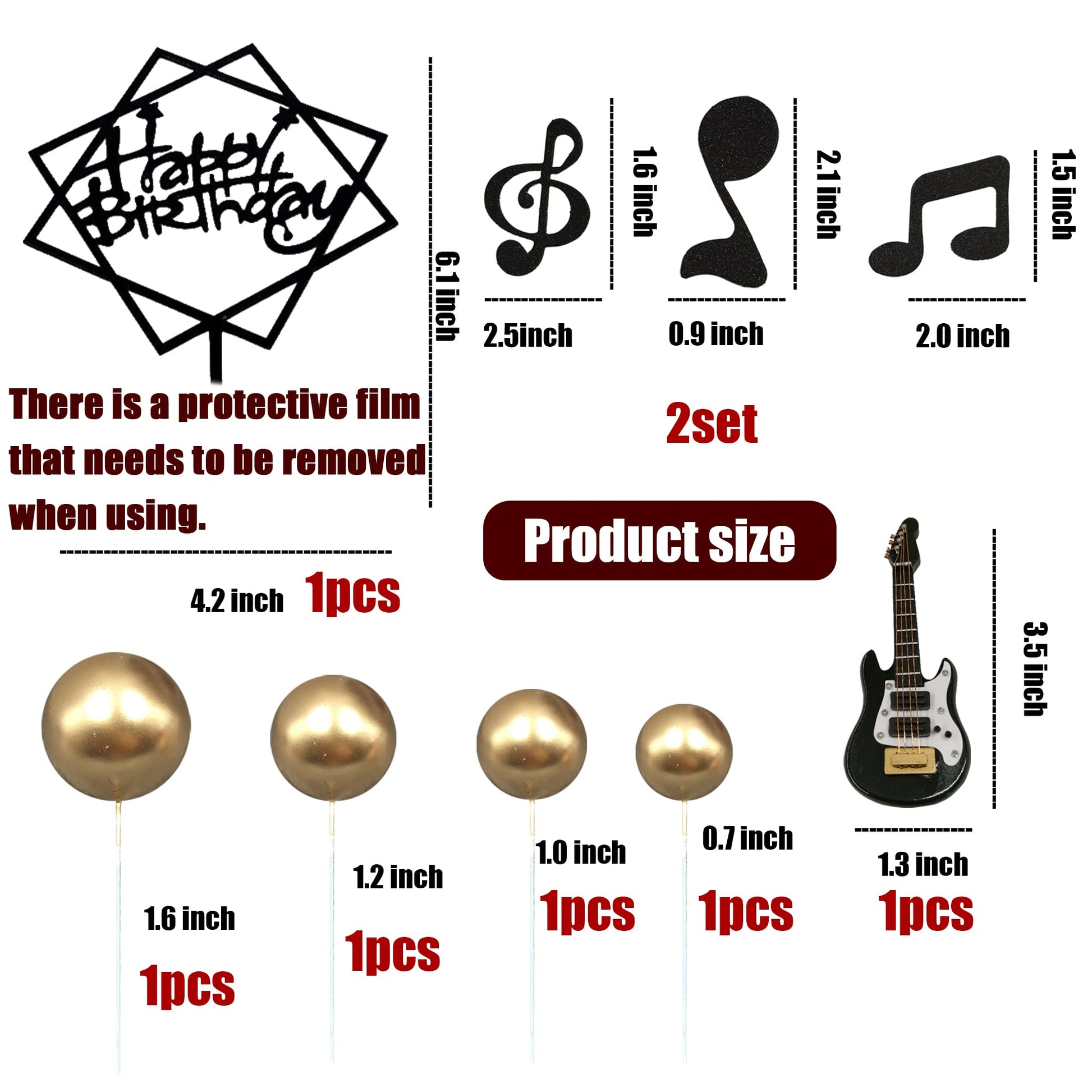 24PCS Guitar Cake Toppers Music Note Birthday Cake Toppers 1:12 Guitar Model Decorations For Musician Party Birthday party Rock Theme Party