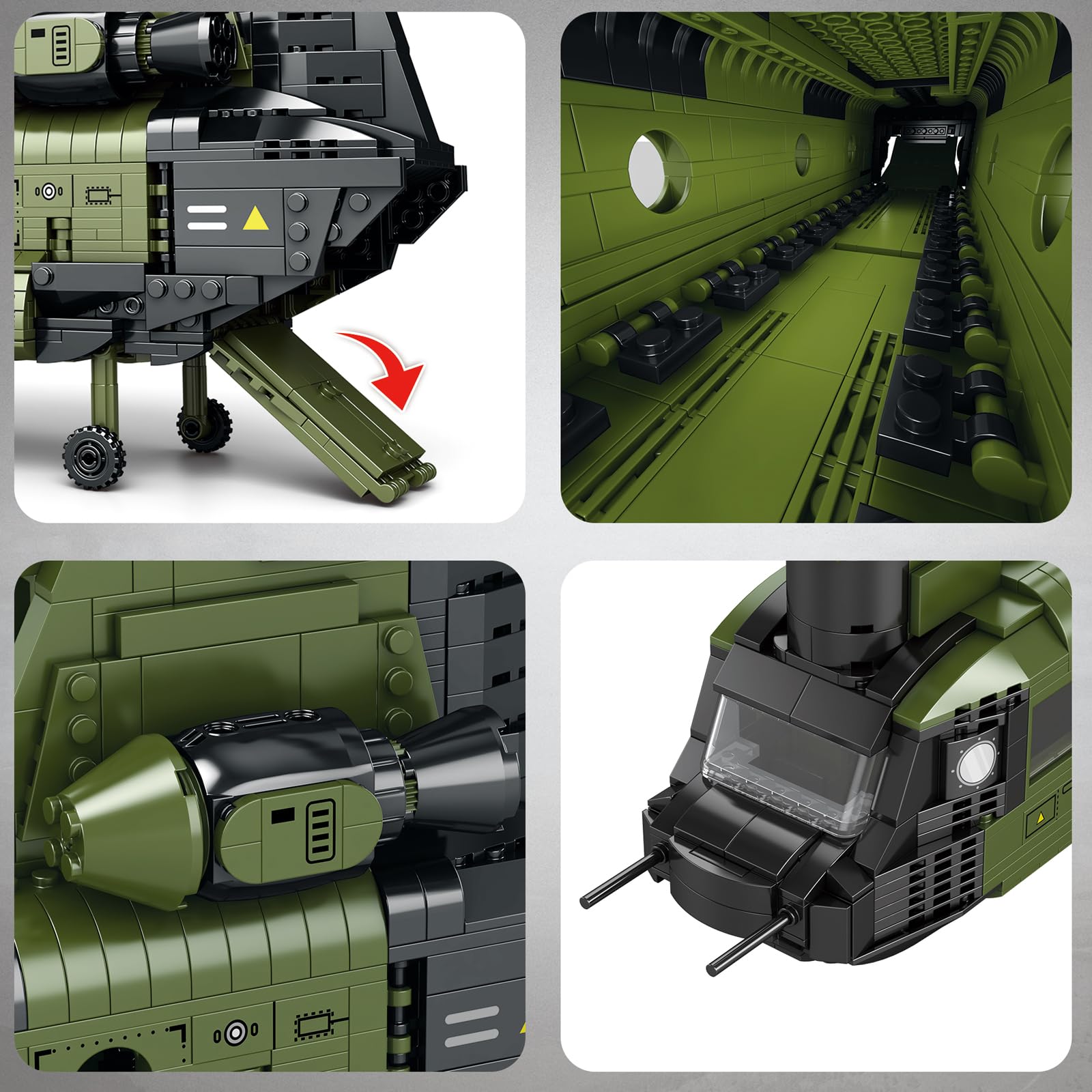 Ruikytech CH-47 Helicopter Model Toy, Building Block Military Transport Airplane Toy Kit for Teenagers and Adults(1451 Pieces)
