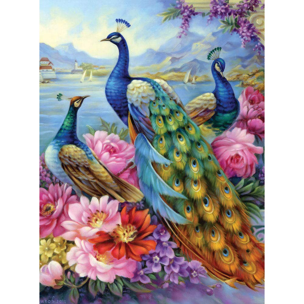 Bits and Pieces - Large 300 Piece Jigsaw Puzzle for Adults - ‘Peacocks’ by Artist Oleg Gavrilov, Completed Puzzle Size: 18" x 24"