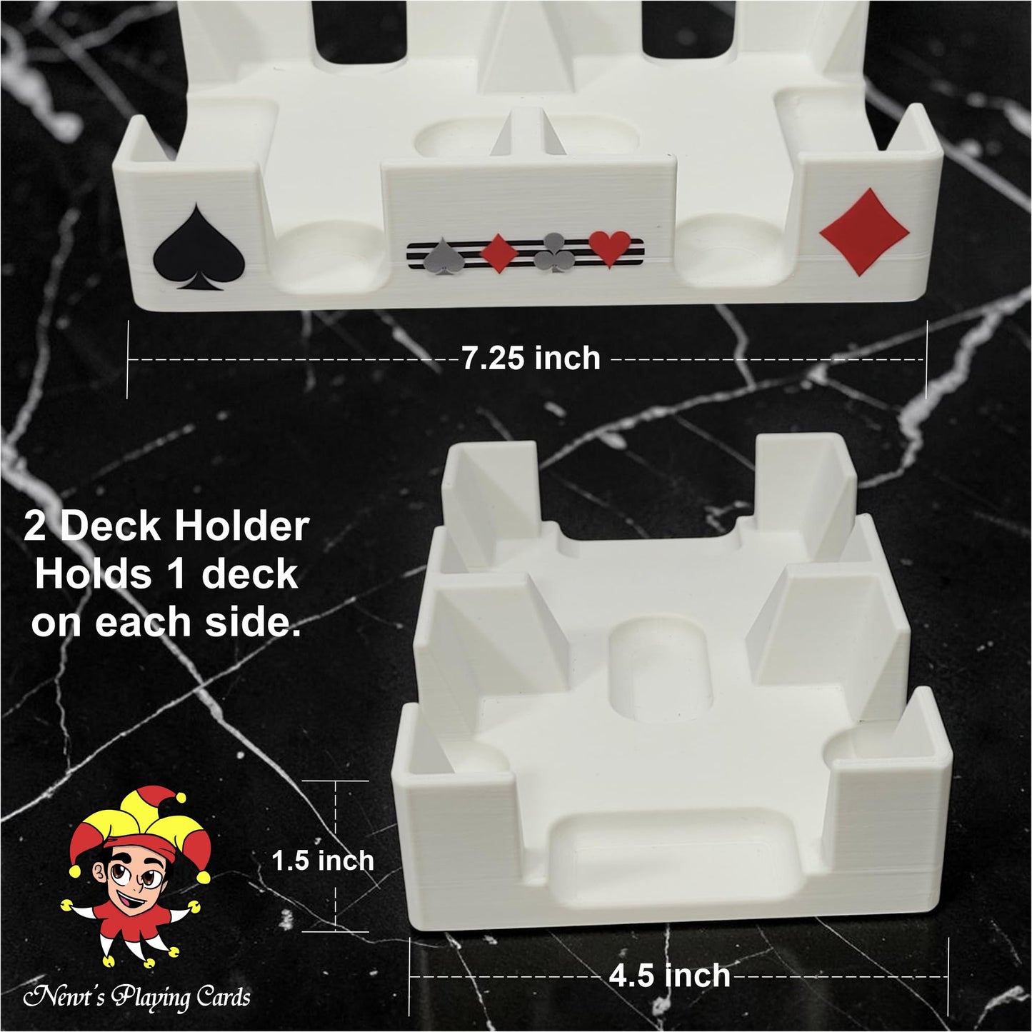 Busting with Pips 2 Deck Swivel Playing Card Tray for 1-2 Decks (White)