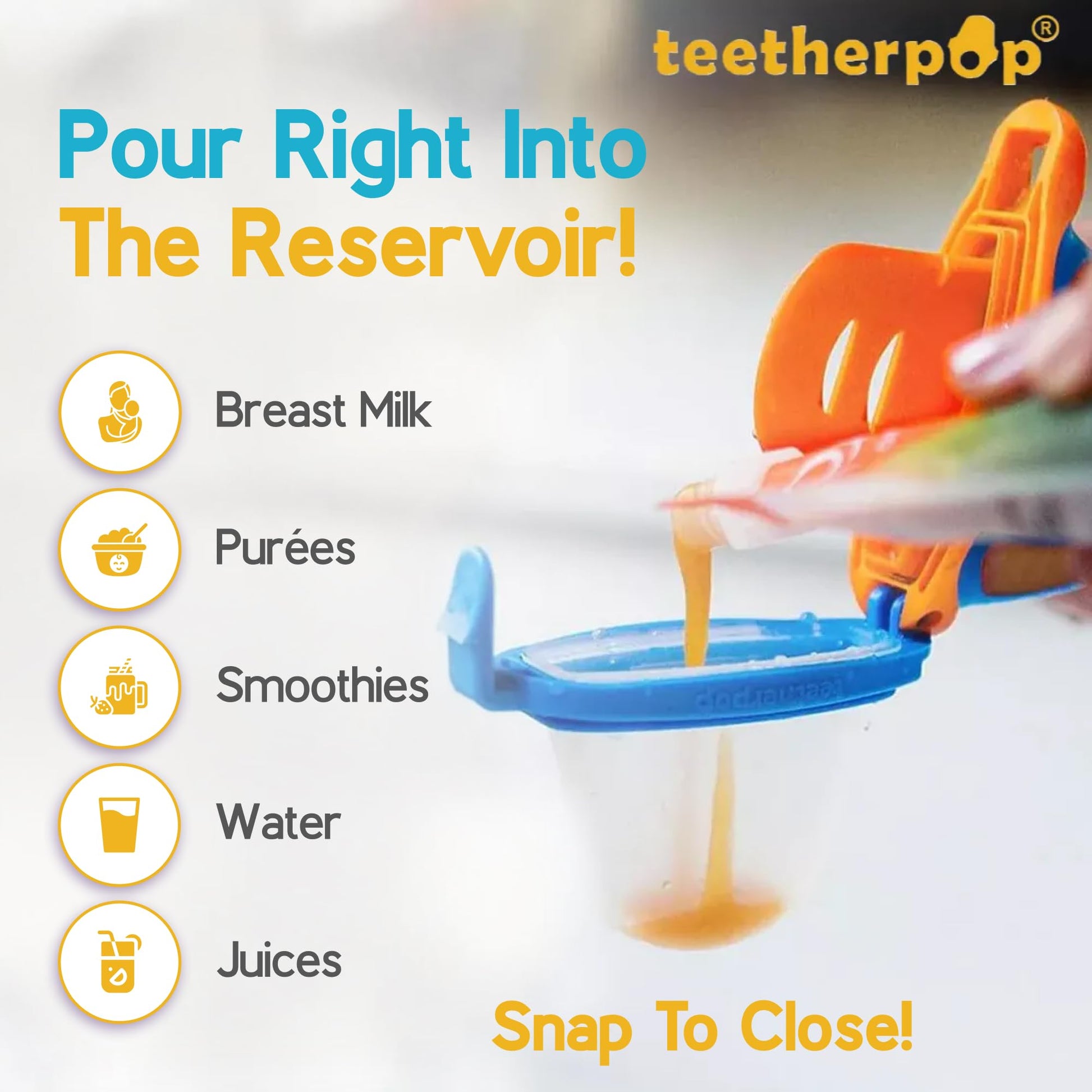 Teetherpop Fillable Freezable Teethers for Babies - Breastmilk Teether with Spill-Proof Sippy Slits - Teething Popsicle for Baby, Liquids & Purées