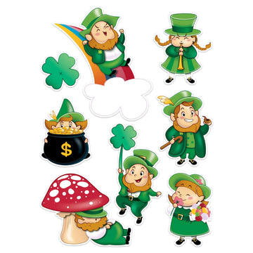 Beistle Leprechaun and Shamrock Stickers - 16 Sheets, 128 Cute Letter Seals in Green, Lucky Irish Decorations, St. Patrick's Day Handouts for Crafts