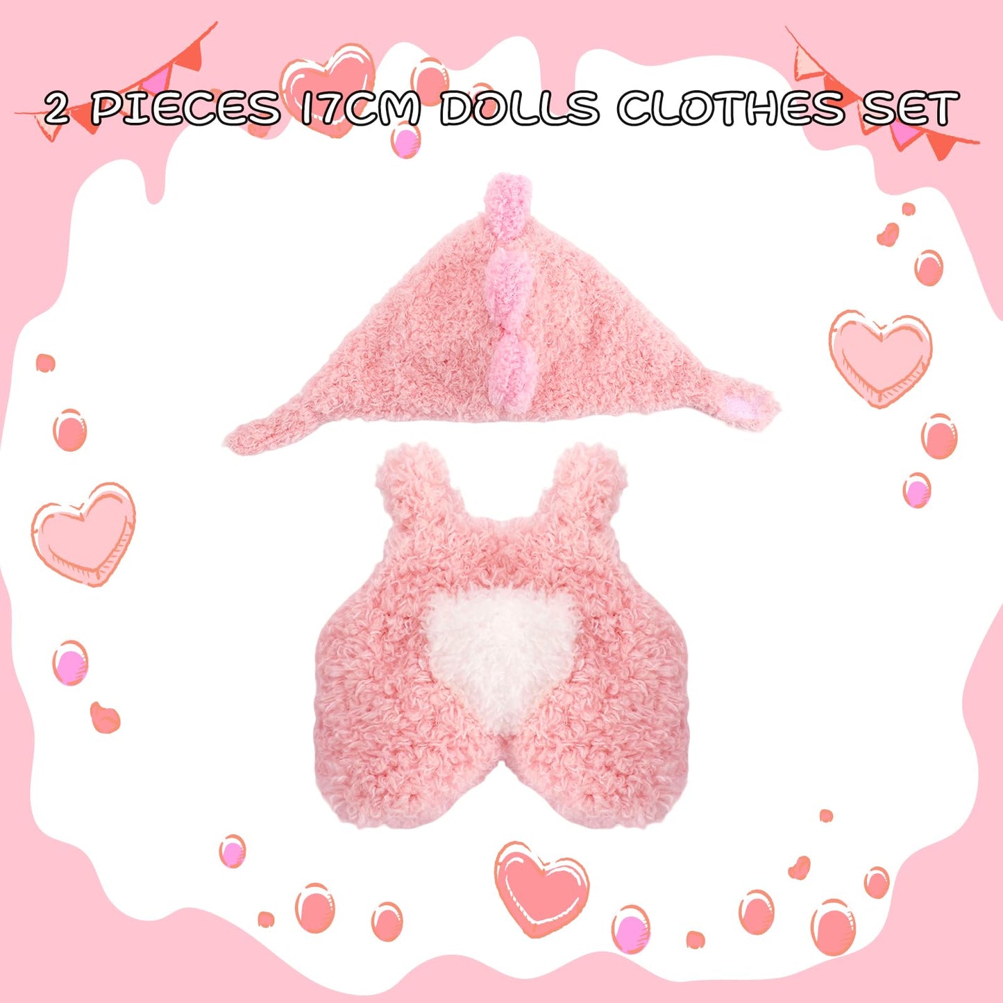 EYEOO 17 cm Doll Clothes Cute Outfits Pink Jumpsuit Animal Clothing Set No Doll
