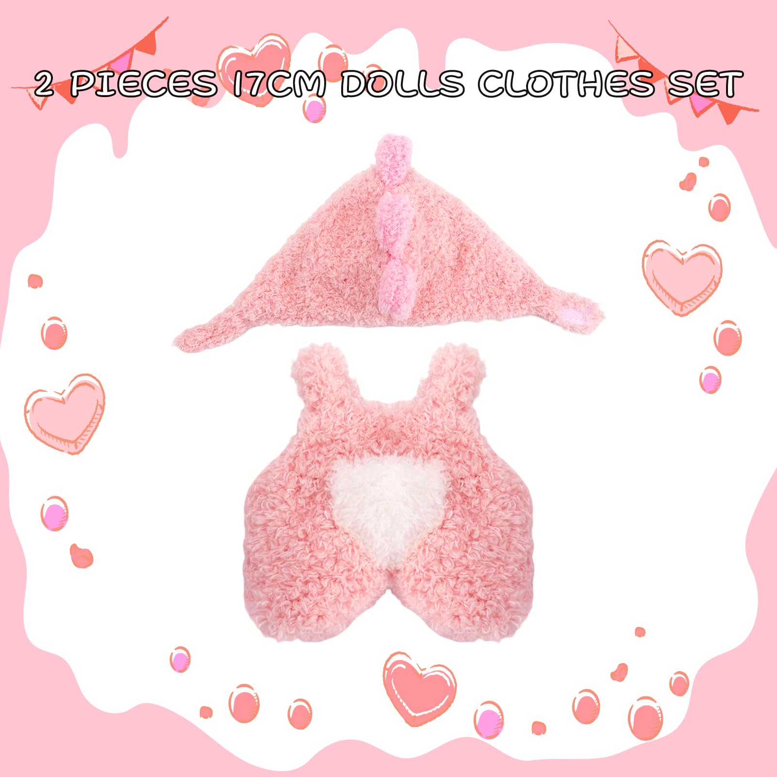 EYEOO 17 cm Doll Clothes Cute Outfits Pink Jumpsuit Animal Clothing Set No Doll