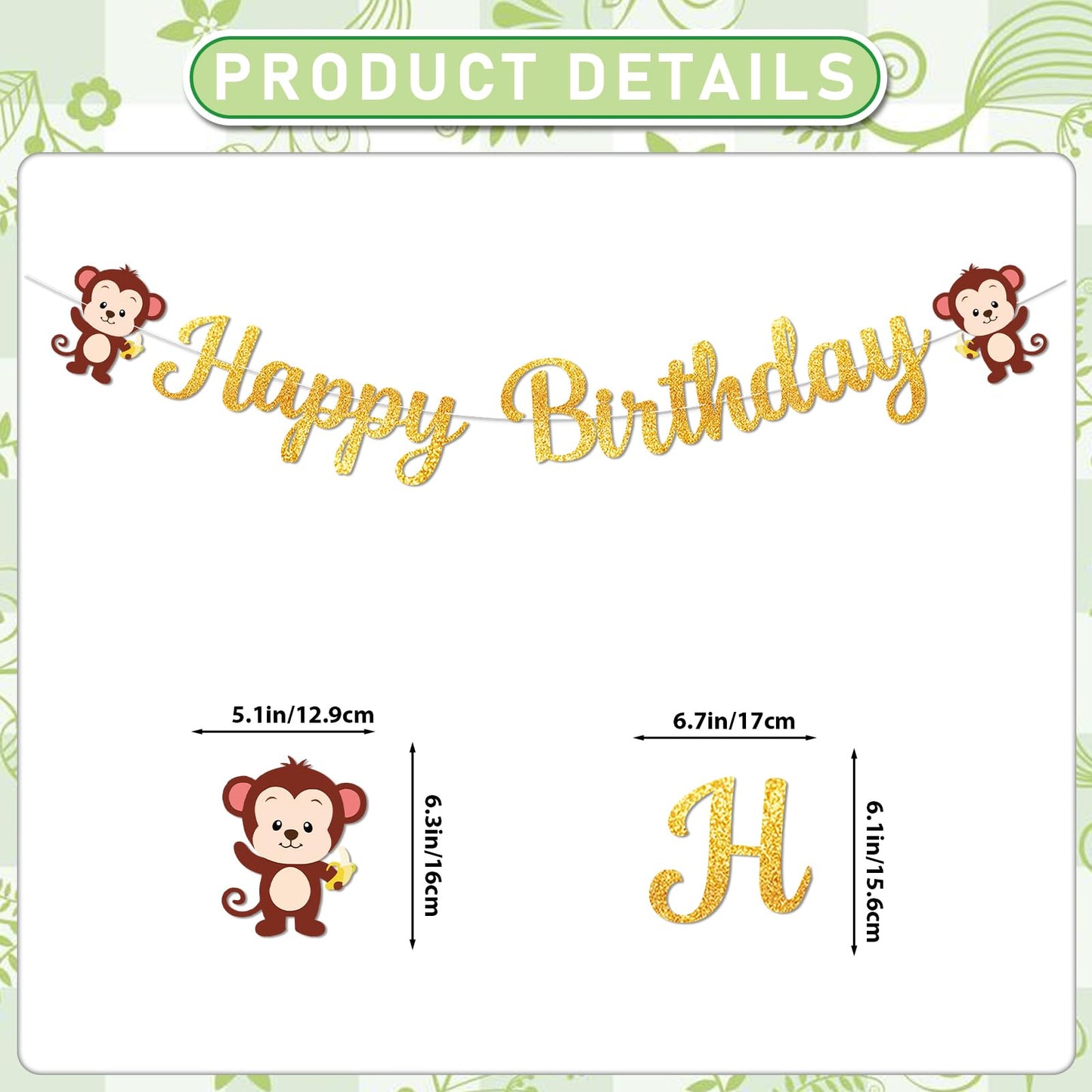 Monkey Birthday Decorations Monkey Birthday Banner Hanging Swirls Stickers Monkey Party Decorations Banana Birthday Decorations Monkey Monkey Decor