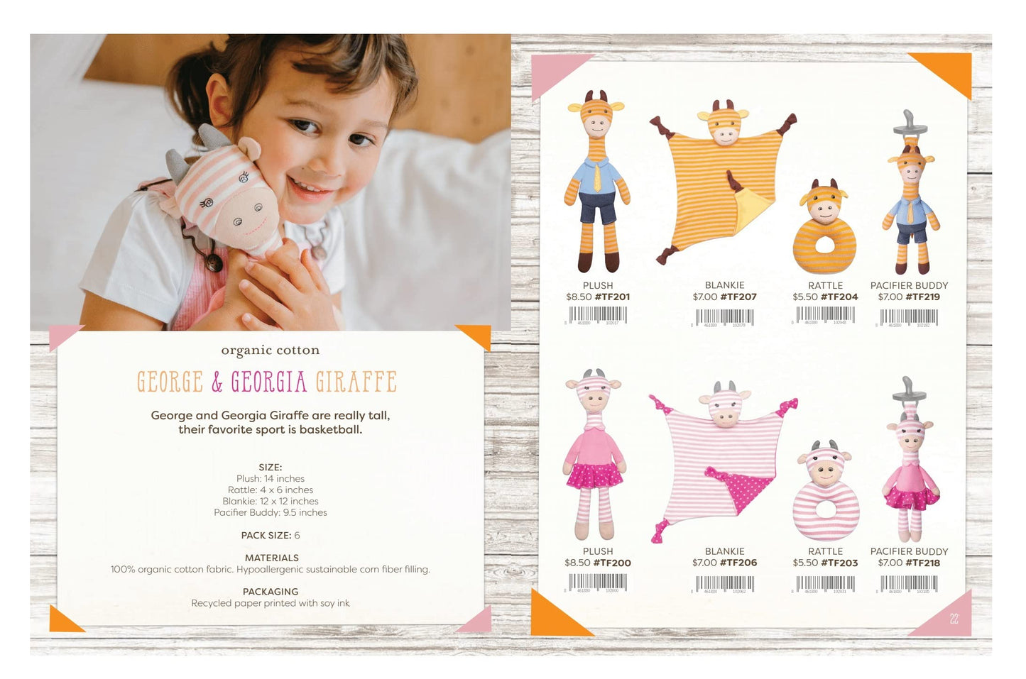 Organic Farm Buddies Apple Park George Giraffe Blankie, Blanket Baby Toy for Newborns, Infants, Toddlers - Hypoallergenic, 100% Organic Cotton