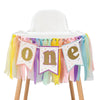 Pastel Rainbow High Chair Banner 1st Birthday