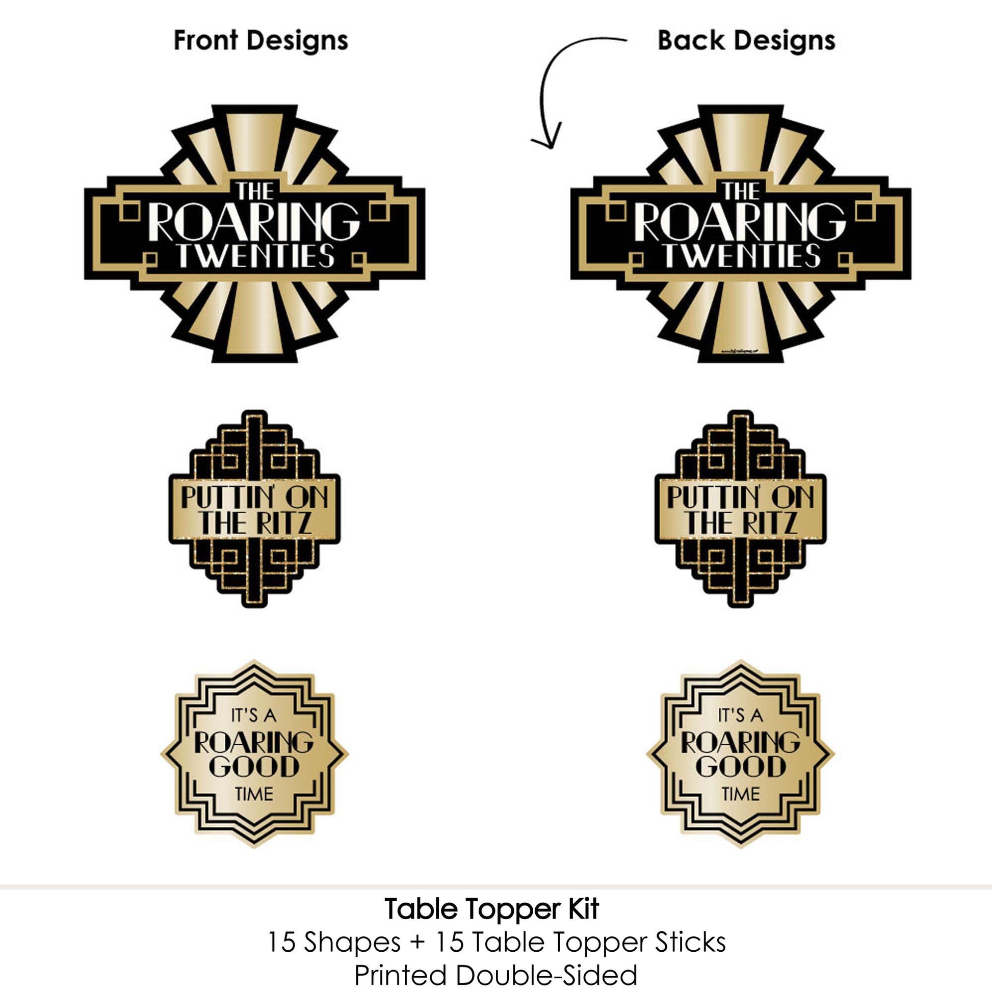 Big Dot of Happiness Roaring 20's - 1920s Art Deco Jazz Party Centerpiece Sticks - Table Toppers - Set of 15